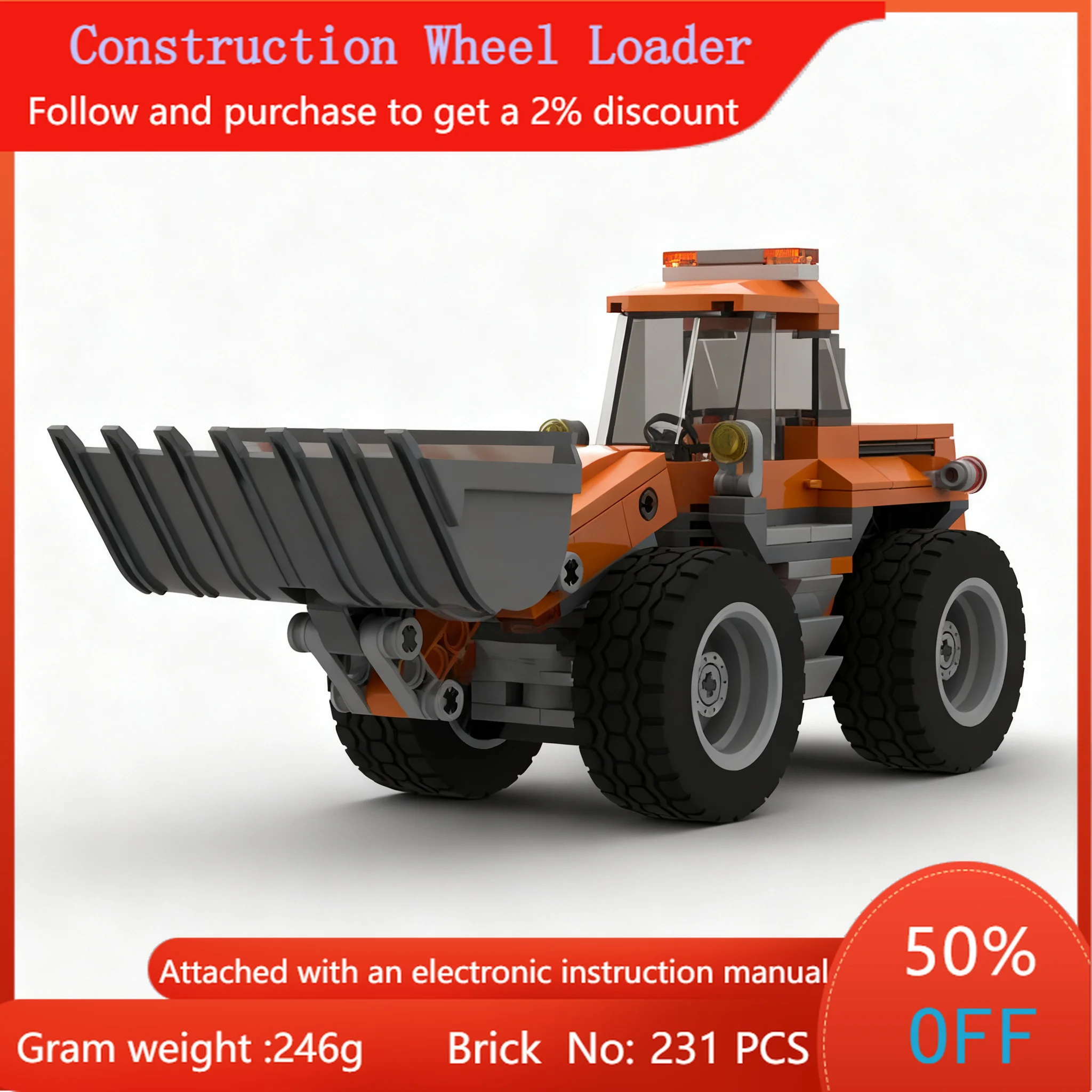 

231 шт. MOC строительный блок, модель строительного колесного погрузчика, игрушка для мальчиков и девочек, взрослых, Рождественский подарок STEM, образовательный креативный
