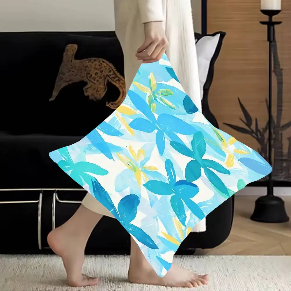 

Blue Petals Office Cushion Pillowcase Car Cushion Cover45X45CM Lumbar Pillowcase Sofa Pillowcover