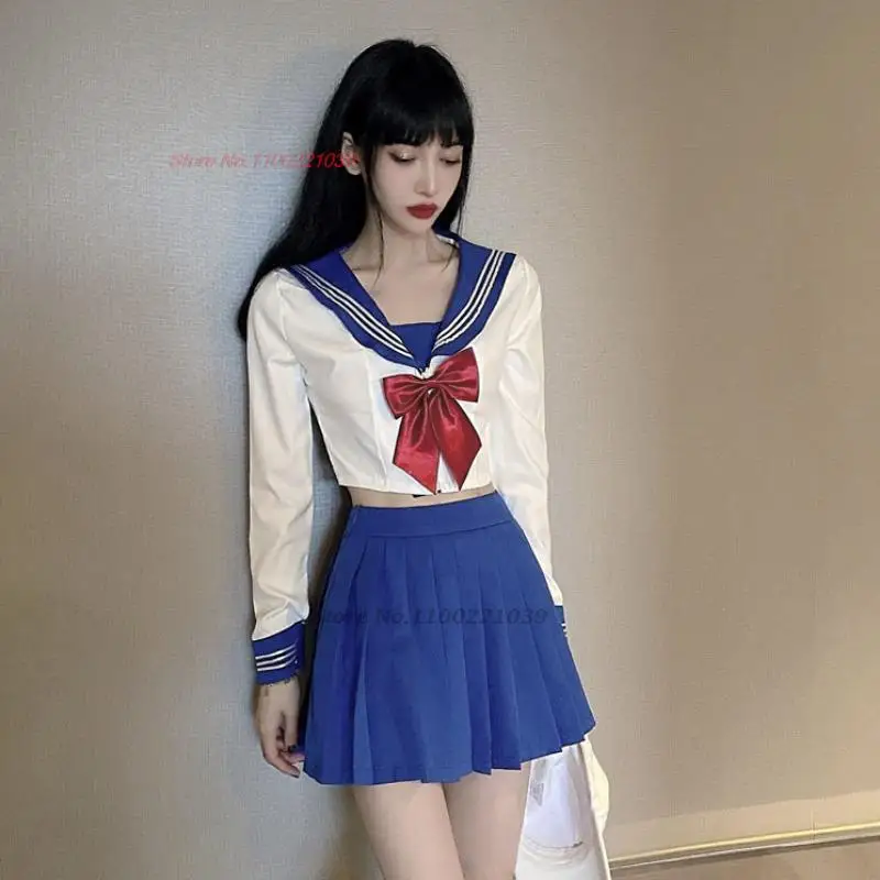 2024 studenten meisje sexy blouse geruite rok set japanse jk schooluniform hoge taille plooirok lief meisje college jk uniform