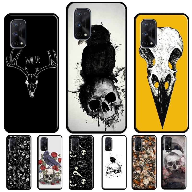 Raven Skull For Realme 10 11 Pro Plus GT Neo 5 C55 C35 C33 C31 C30 C21Y OnePlus Nord CE 2 3 Lite Case