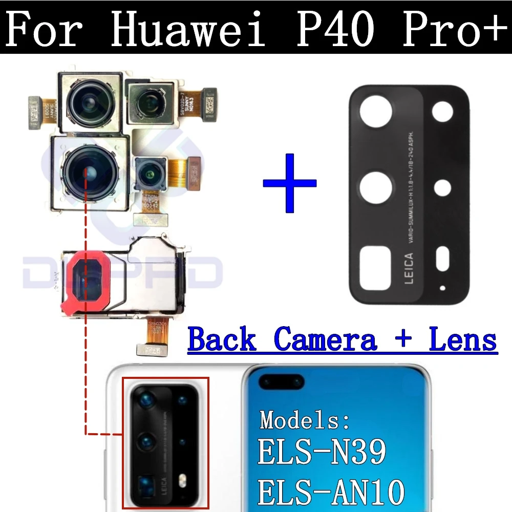 Original Front Rear Camera Module For Huawei P40 Pro+ P40Pro+ View Frontal Main Facing Back Camera Cover Frame With Glass Lens