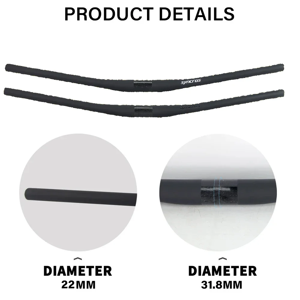 Syncros Carbon Fiber Mtb Handlebar 9 Degree 31.8mm Mountain Bike Handlebars Matte Flat Bicycle Handlebars Bike Accessories