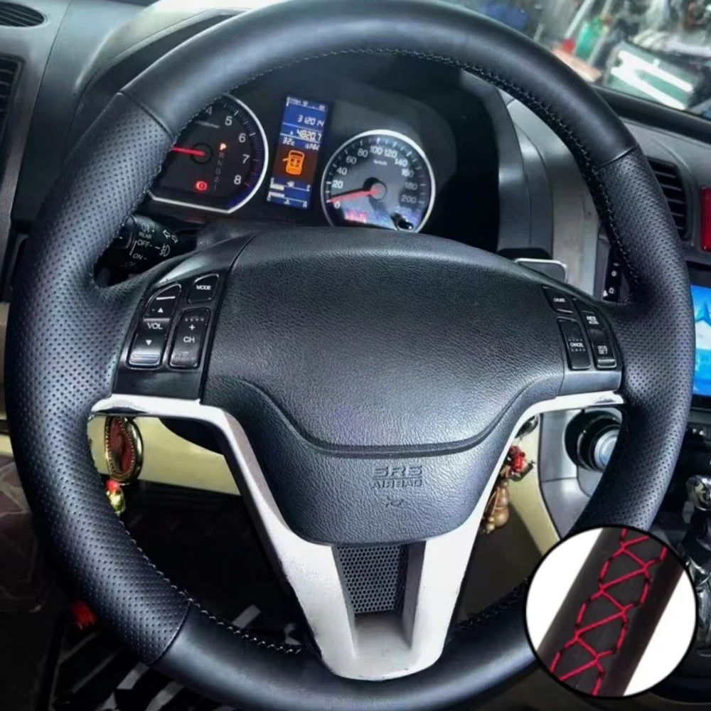 

Braid Car Steering Wheel Cover Wrap Hand Sewing Microfiber Leather For Honda CRV CR-V 2007-2011 Automotive Interior Accessories