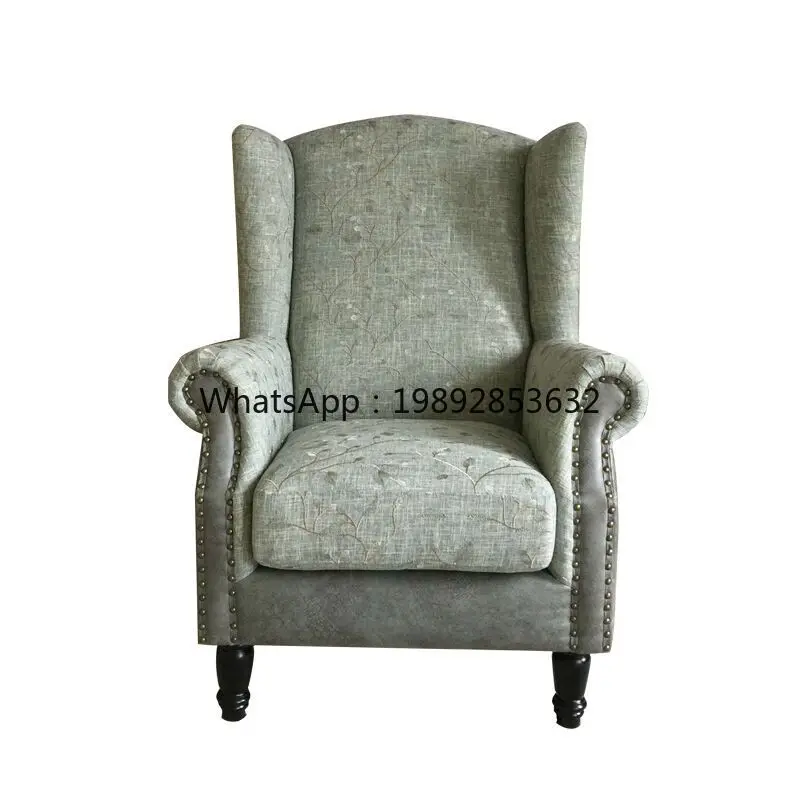 LYY American Country Retro Style Independent Spring Bag Solid Wood Patchwork Single Sofa Leisure Chair