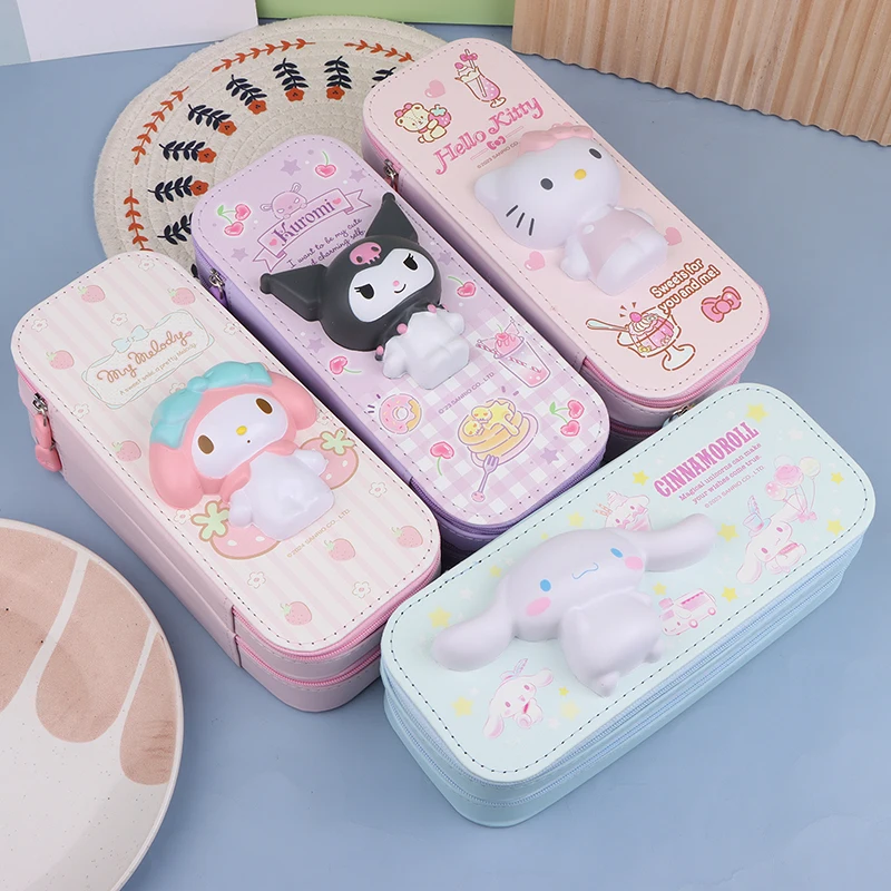 3D Decompression Sanrio Series Pencil Case Cute Large Capacity Storage Double Layer Multifuntion Stress Reliving for Kid Gift