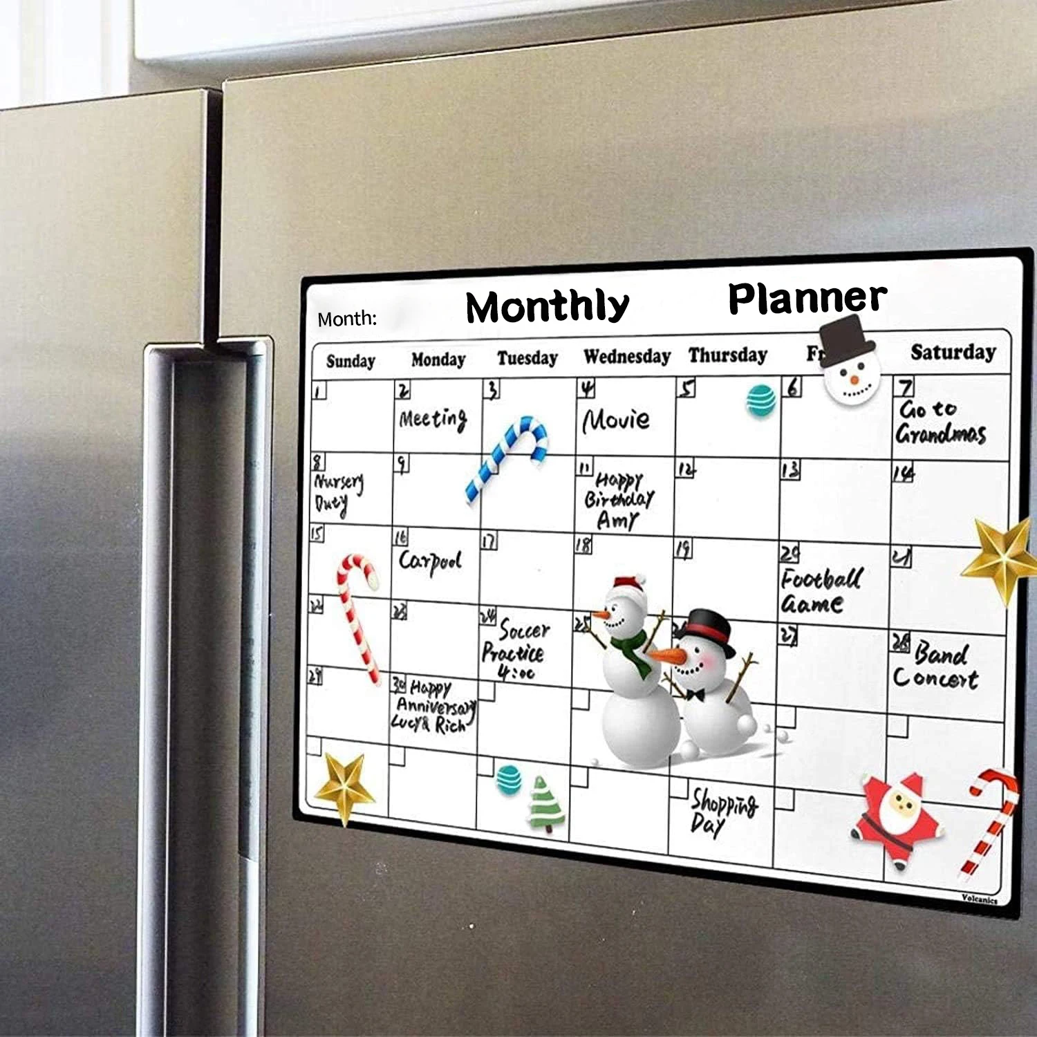 Multi Rolls Magnetic Fridge Calendar Erasable Planner Stickers 2 Sizes with 6 Pens Home Decoration & Daily Organizer