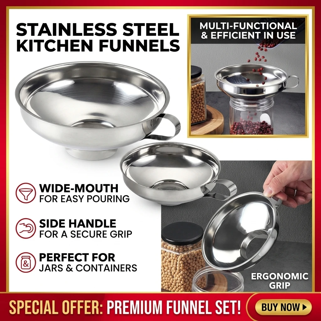 Stainless Steel Wide Mouth Funnel Canning Funnel Cup Jam Salad Dressing Hopper Filter For Jar Canned Filteroil Wine Water Spices
