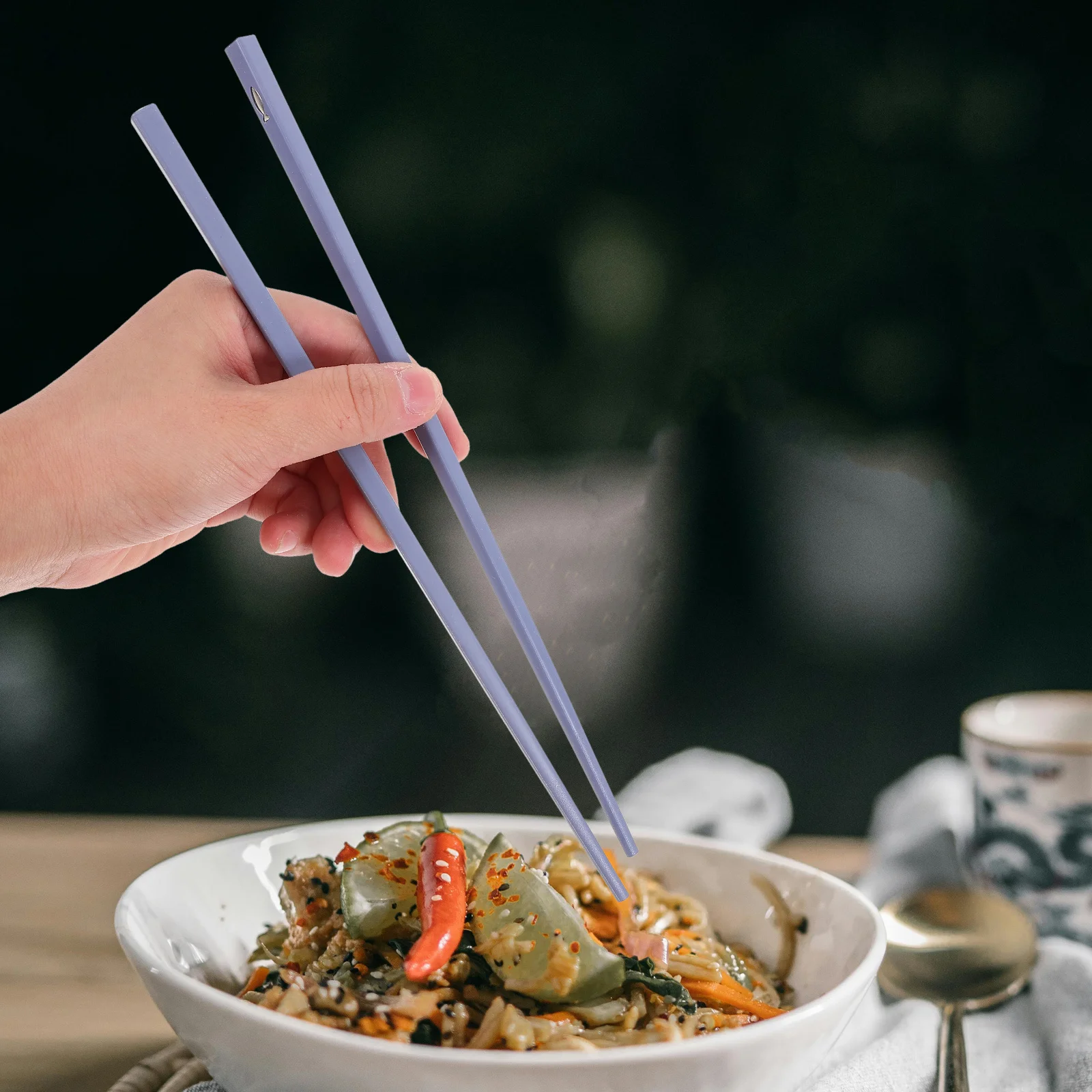 

5Pairs Stylish Alloy Chopsticks Non-Slip Texture High Durability Heat Resistant Reusable Chopstick Set for Family Kitchen