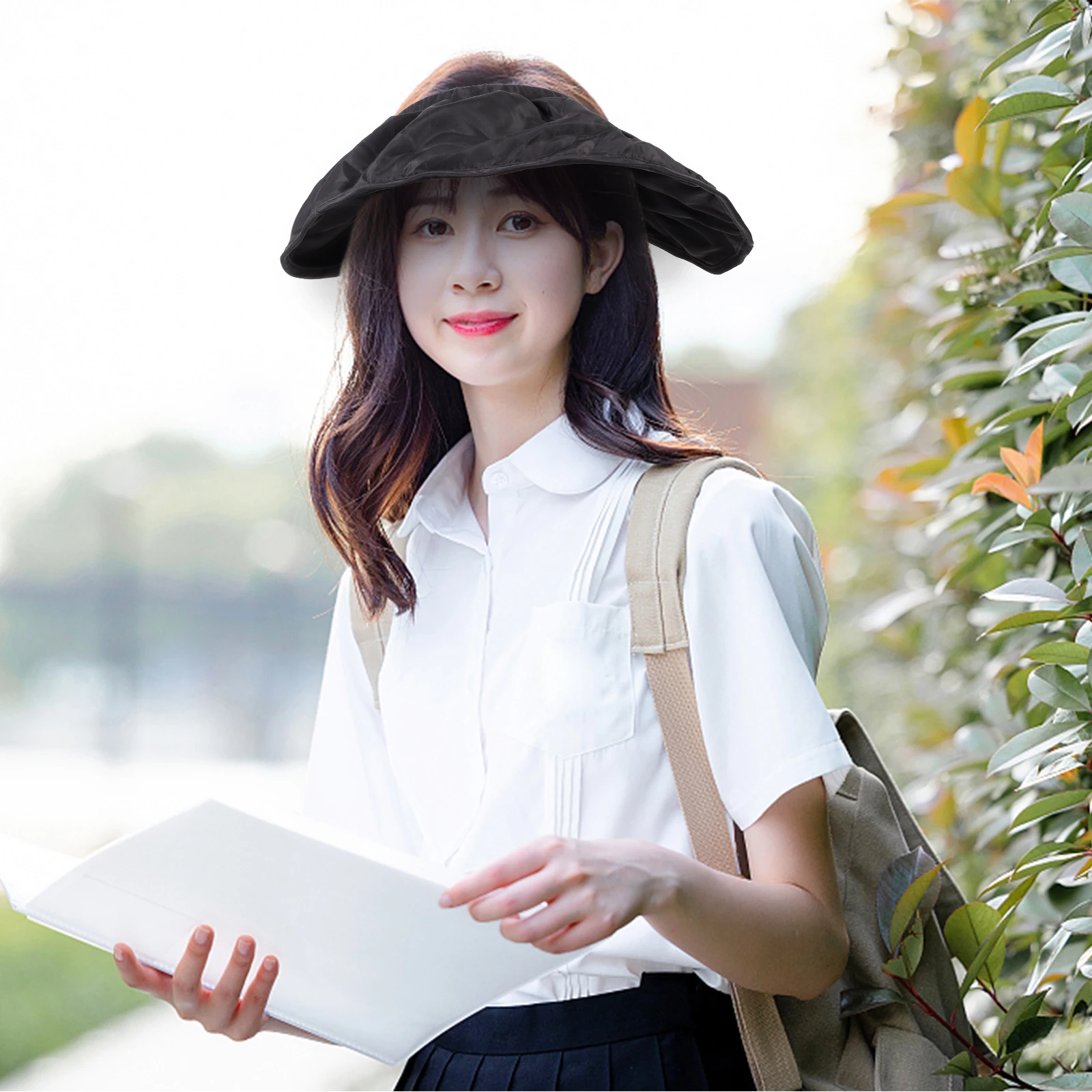 

Casual Sun Hat Women Black Beach Summer Outdoor Wide Brim Sunscreen Top UV Protection Adjustable Size One Size Fits All