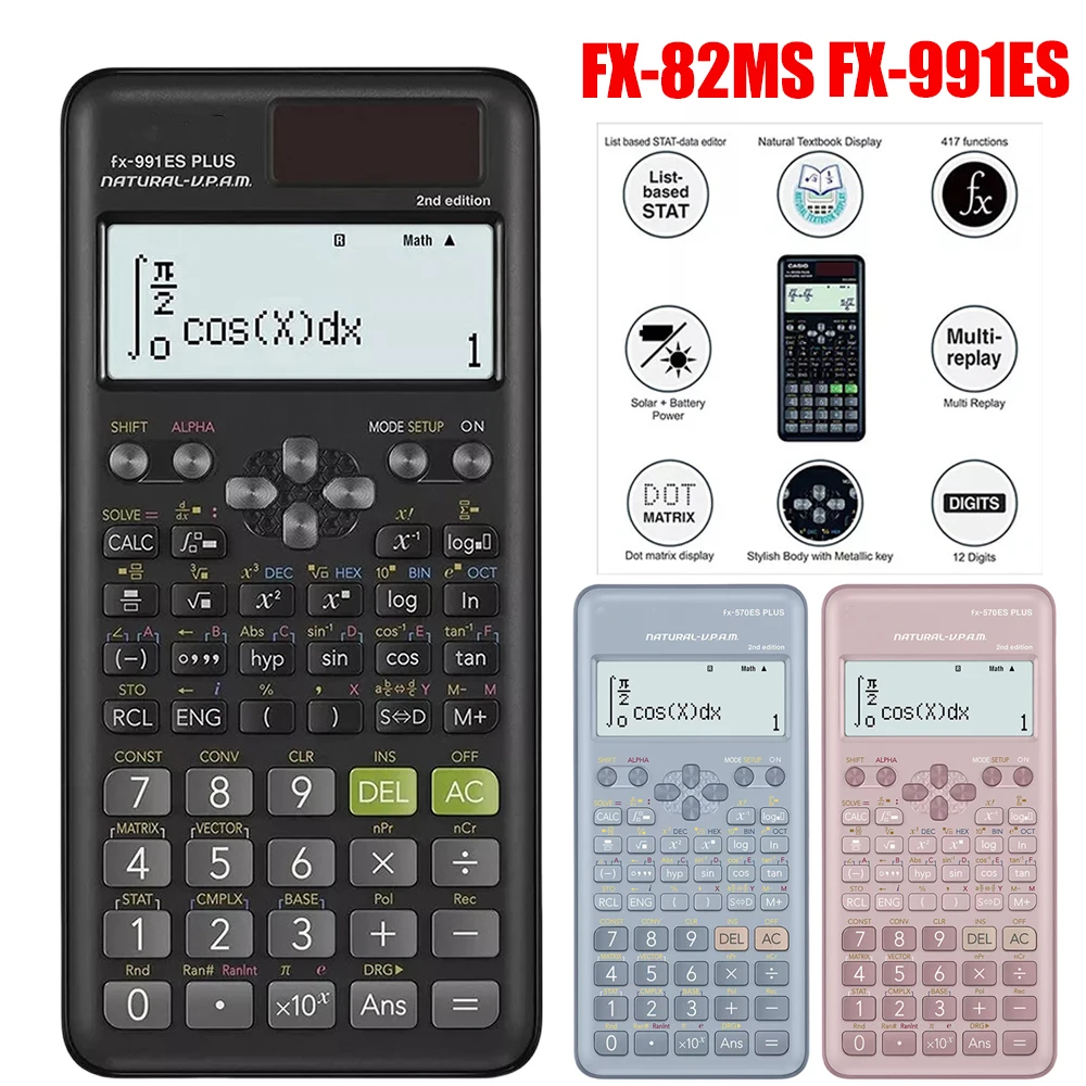 991EX FX-82MS Scientific Calculator Original Digital Display 696 Function For High School University Solar Scientific Calculator