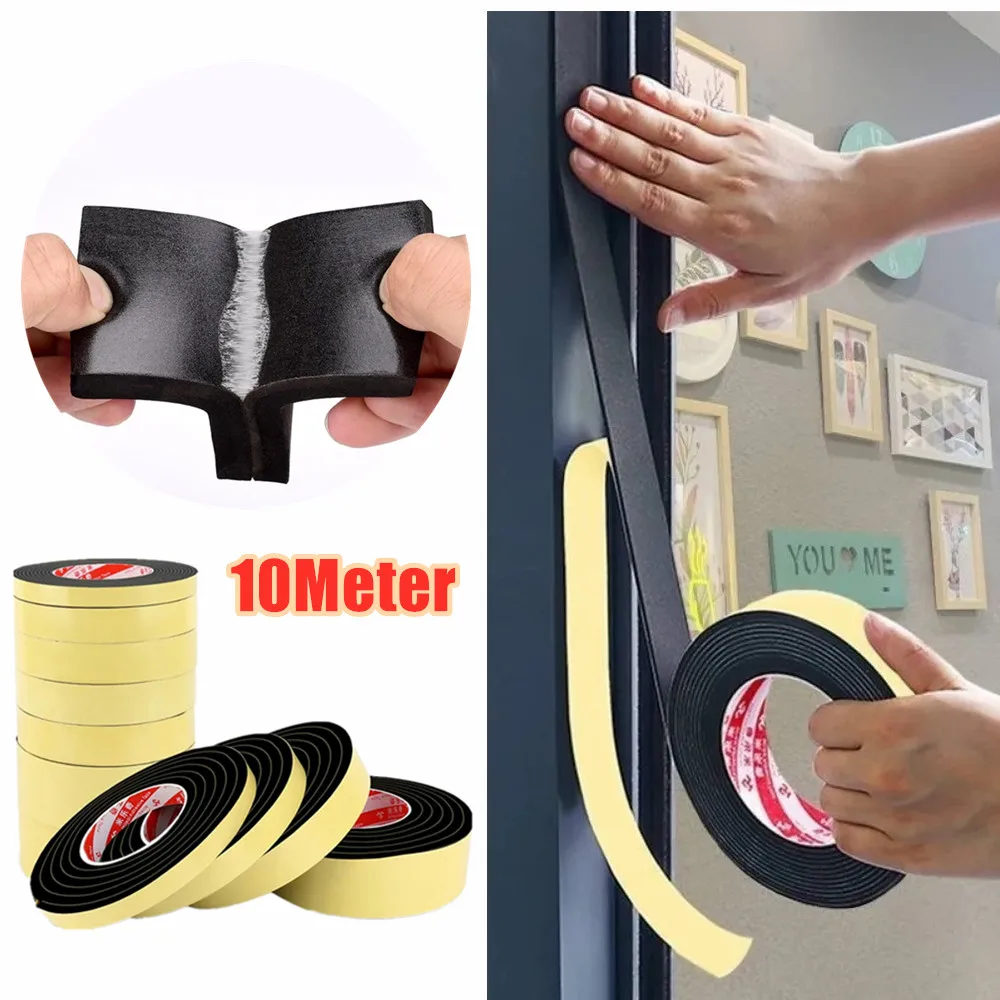 10M Acoustic Foam Sponge Rubber Strip Tape Chair Foot Pad Protection for Sound Proof Window Door Seal Strip Weather Stripping