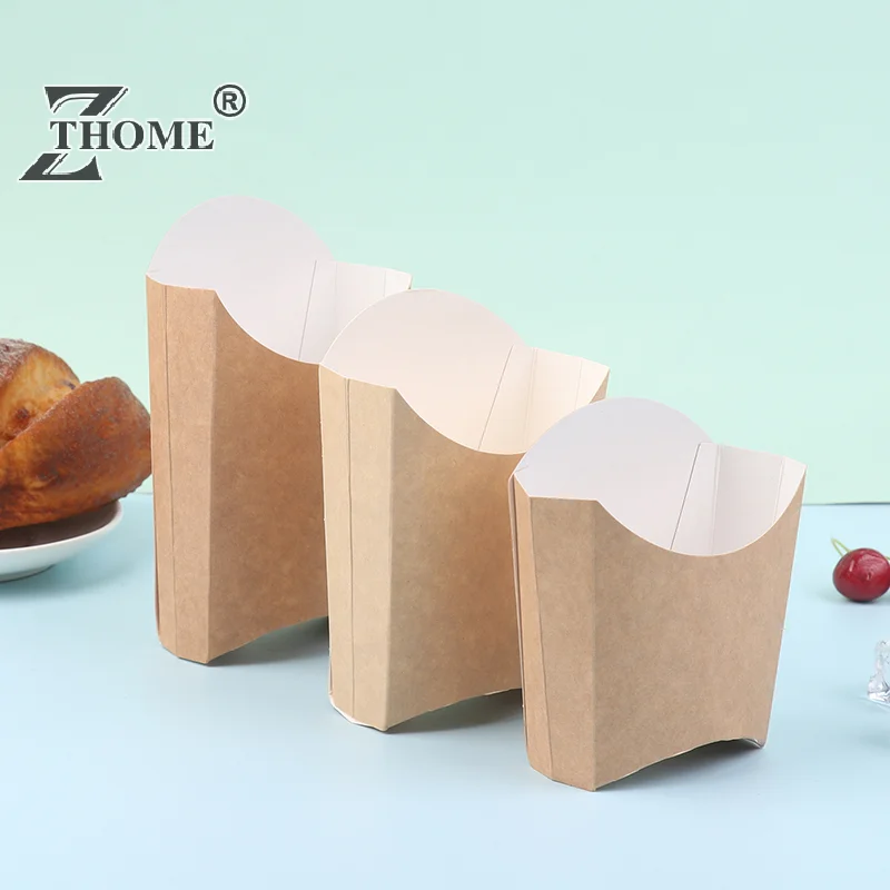 10Pcs French Fries Cup Disposable Kraft Paper Snack Anti-oil Cups Packing Box Take Away Fast Food Container Supplies