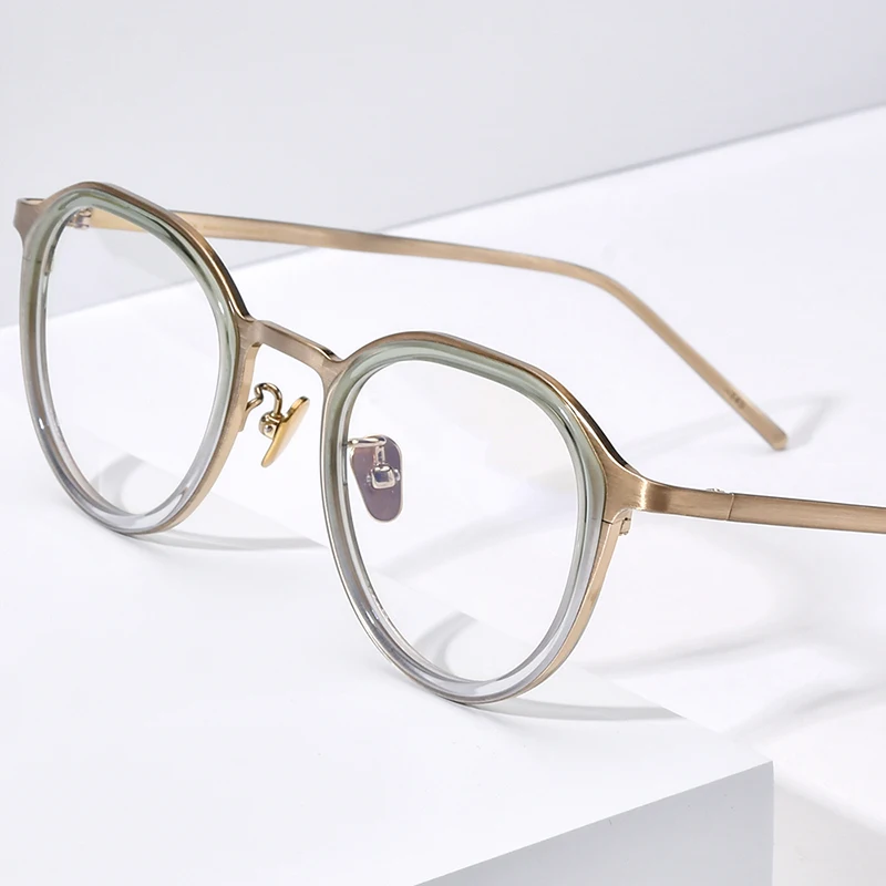FONEX Acetate Titanium Glasses Frame Women Brand Design Retro Vintage Round Eyeglasses Men Japanese High Quality Eyewear IE011