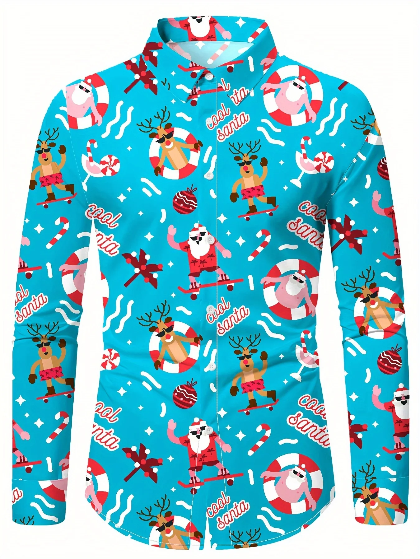 Camicie formali stampate in 3D da uomo a tema festival di Natale Camicia a maniche lunghe con grafica di alce di Babbo Natale Camicie da uomo di moda per uomo