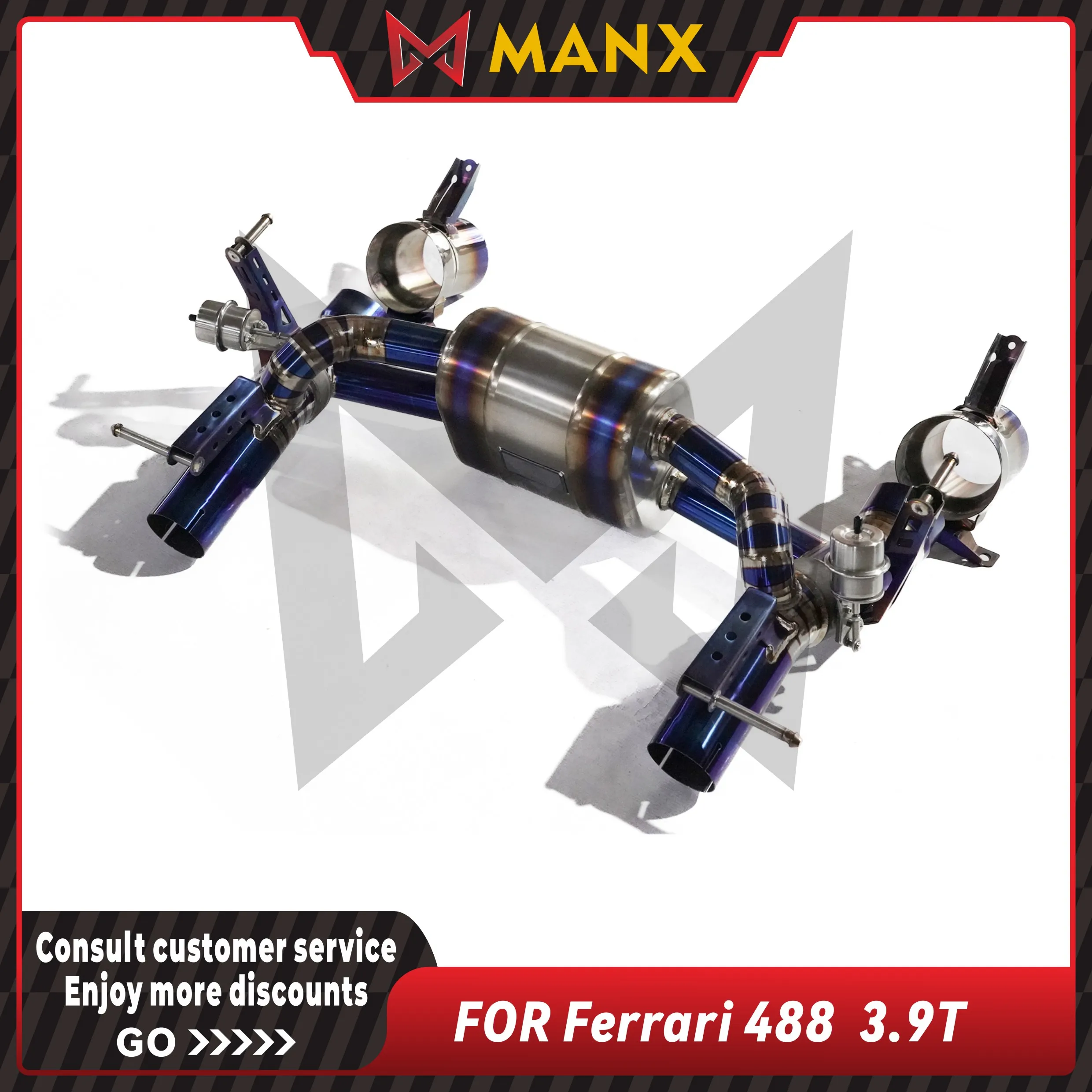 Suitable for Ferrari 488 3.9T Ti alloy Catback Performance Exhaust System Muffler with vacuum valve