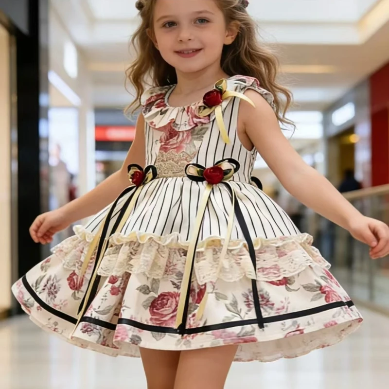 

Summer Handmade Flower Girl Lolita Princess Birthday Quality Dress Girl Baby Wedding Party Dress Girls Bridesmaid Dress