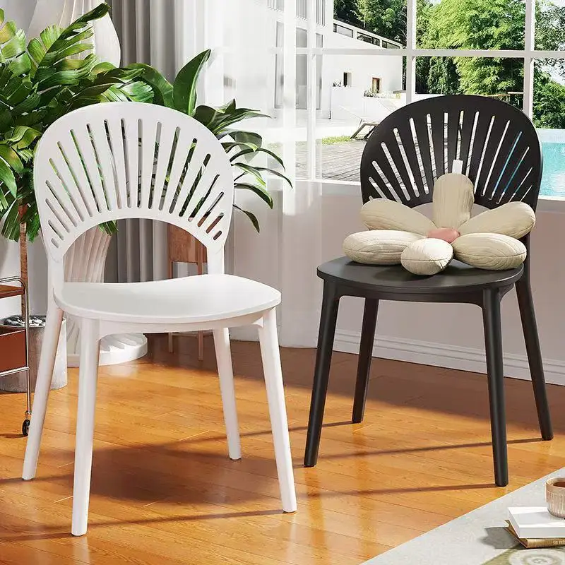 

Sturdy Plastic Kitchen Chair: Multifunctional for Home & Restaurant, Stylish Shell-Shaped Backrest Dining Stool