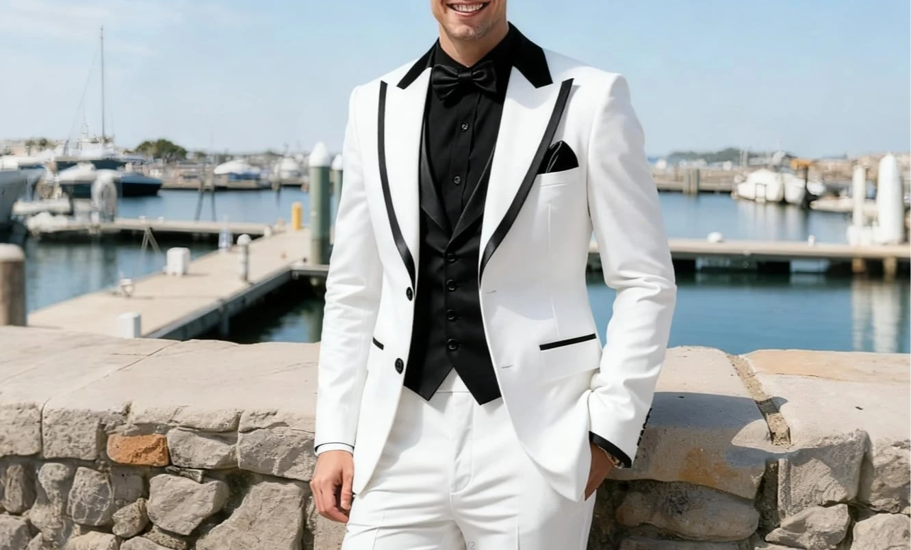 Mens Tuxedo Suit Set Slim Fit 3 Piece Tuxedo for Men Wedding Prom Suits Formal Fashion