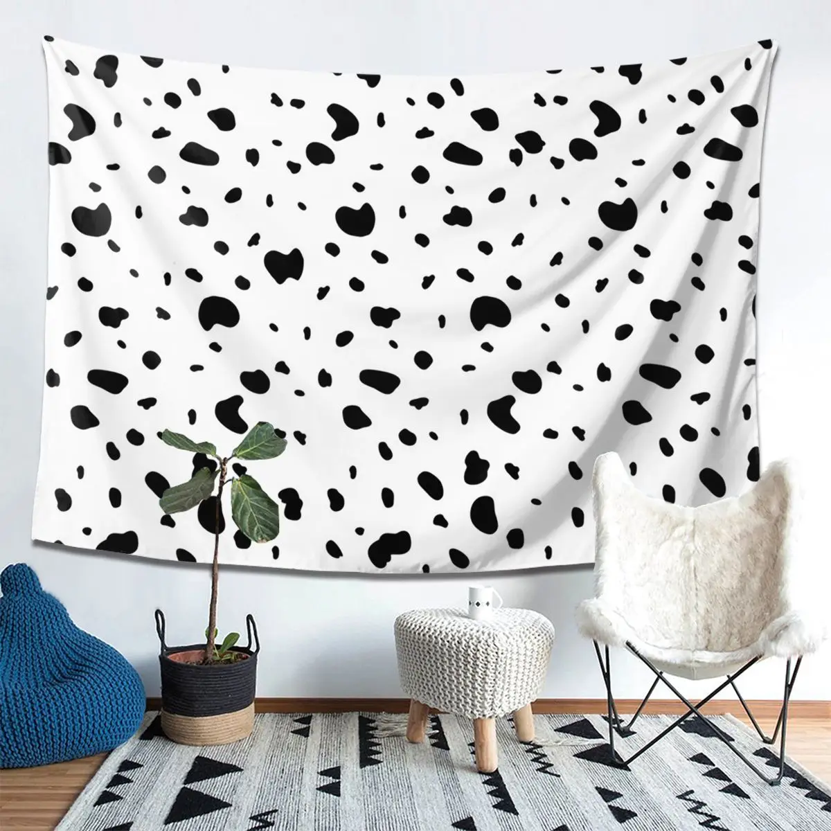 

Dalmatian White And Black Dalmatian Dog Print Tapestry Decor Art Aesthetic Tapestries for Bedroom Home Wall Cloth Wall Hanging