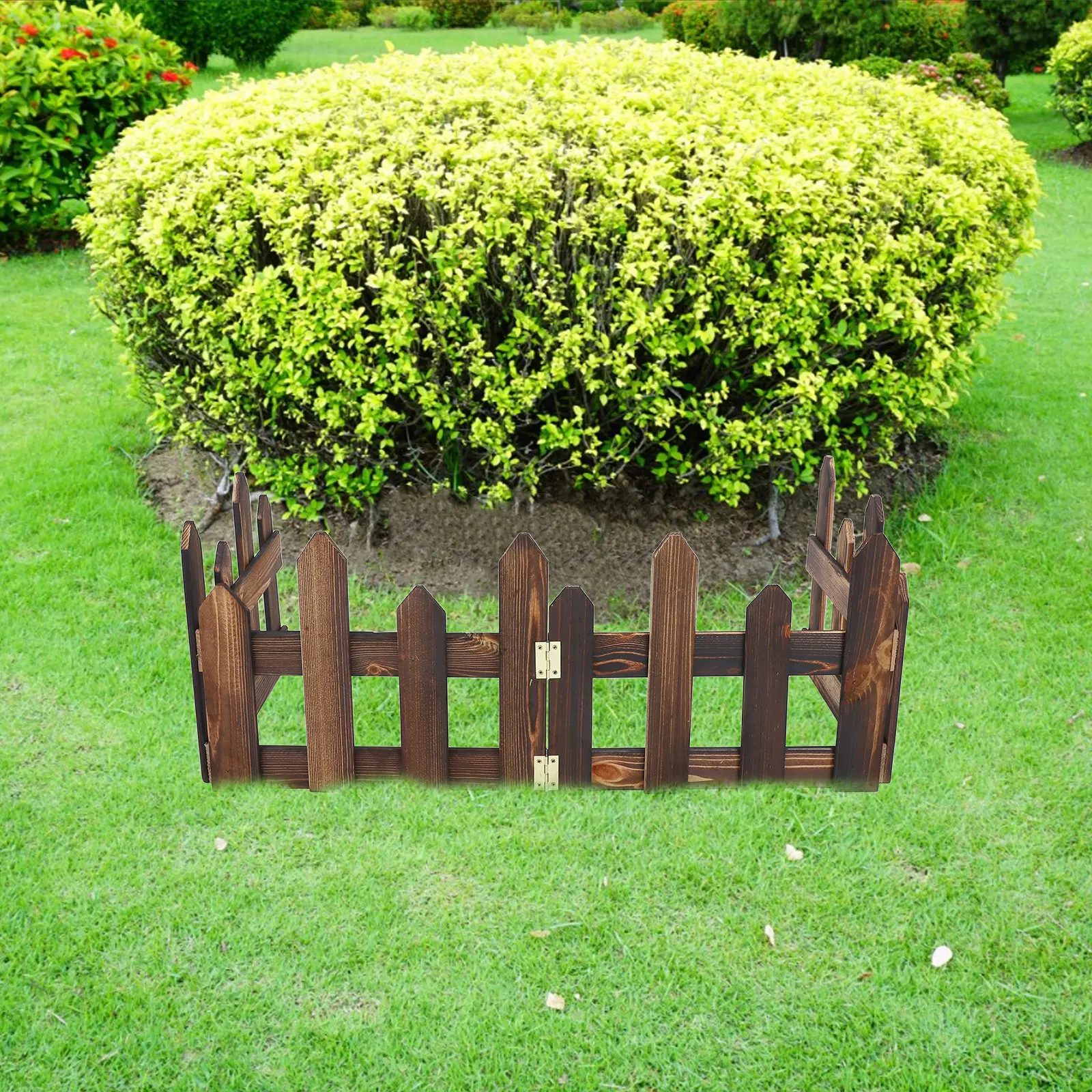 Wood Garden Fence Decorative Solid Wood Flowerbed Edging Easy Install Balcony Lawn Fence Replacement Outdoor Yard Garden Decor