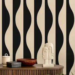 Black And Cream White Adhesive Wall Wallpaper,Vintage Abstract Geometric Wallpaper For Decoration Bedroom,Or Tradition Non-woven