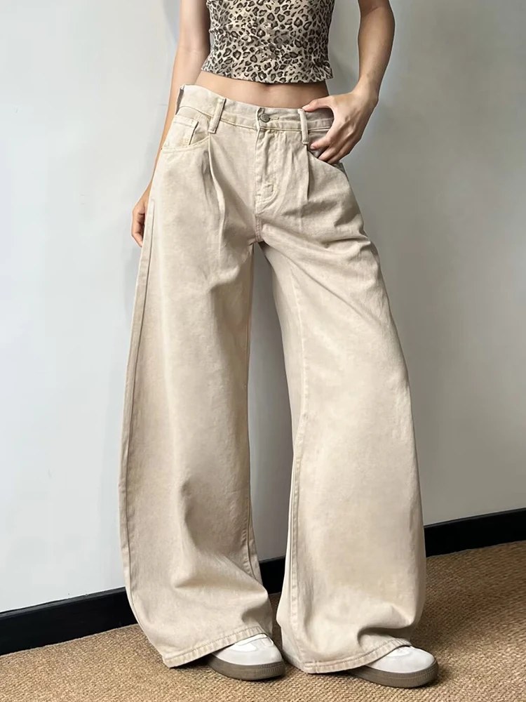

Y2K Hanging Wide Leg Jeans Women Summer Ice Silk Loose Cool Floor Pants Slim Fit Trendy Trousers