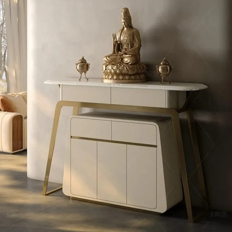 Household shrine simple modern entrance incense candle holder Buddha table light luxury living room natural marble tribute table