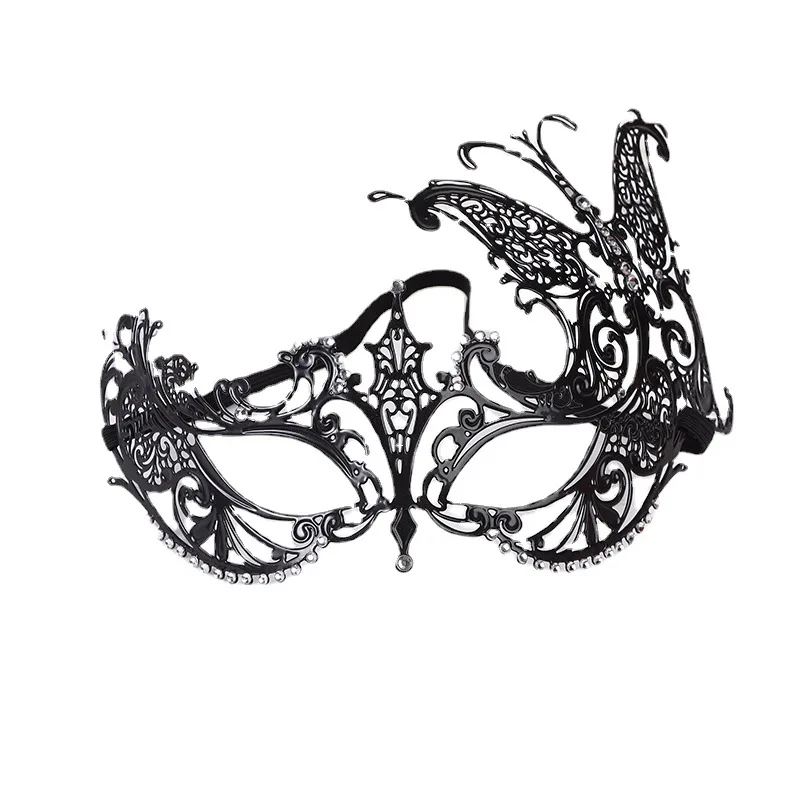 

Half Face Butterfly Diamond Inlaid Side Metal Mask, High End