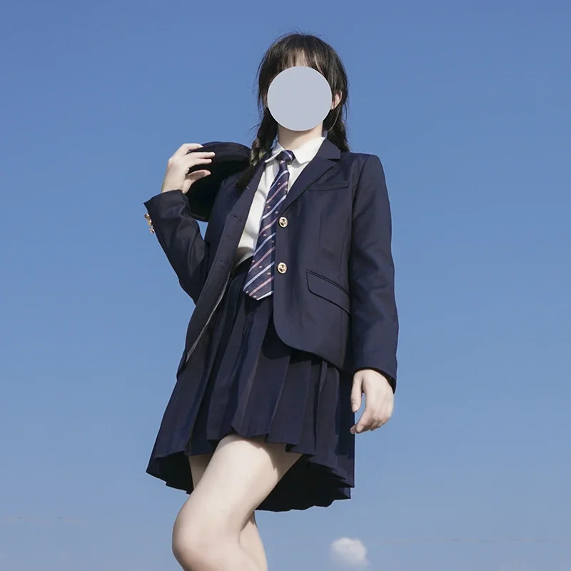 Seifuku uniforme feminino de colegial, blazer de estudante japonês, casaco azul marinho, terno JK DK para graduação, roupas de menina, coreano