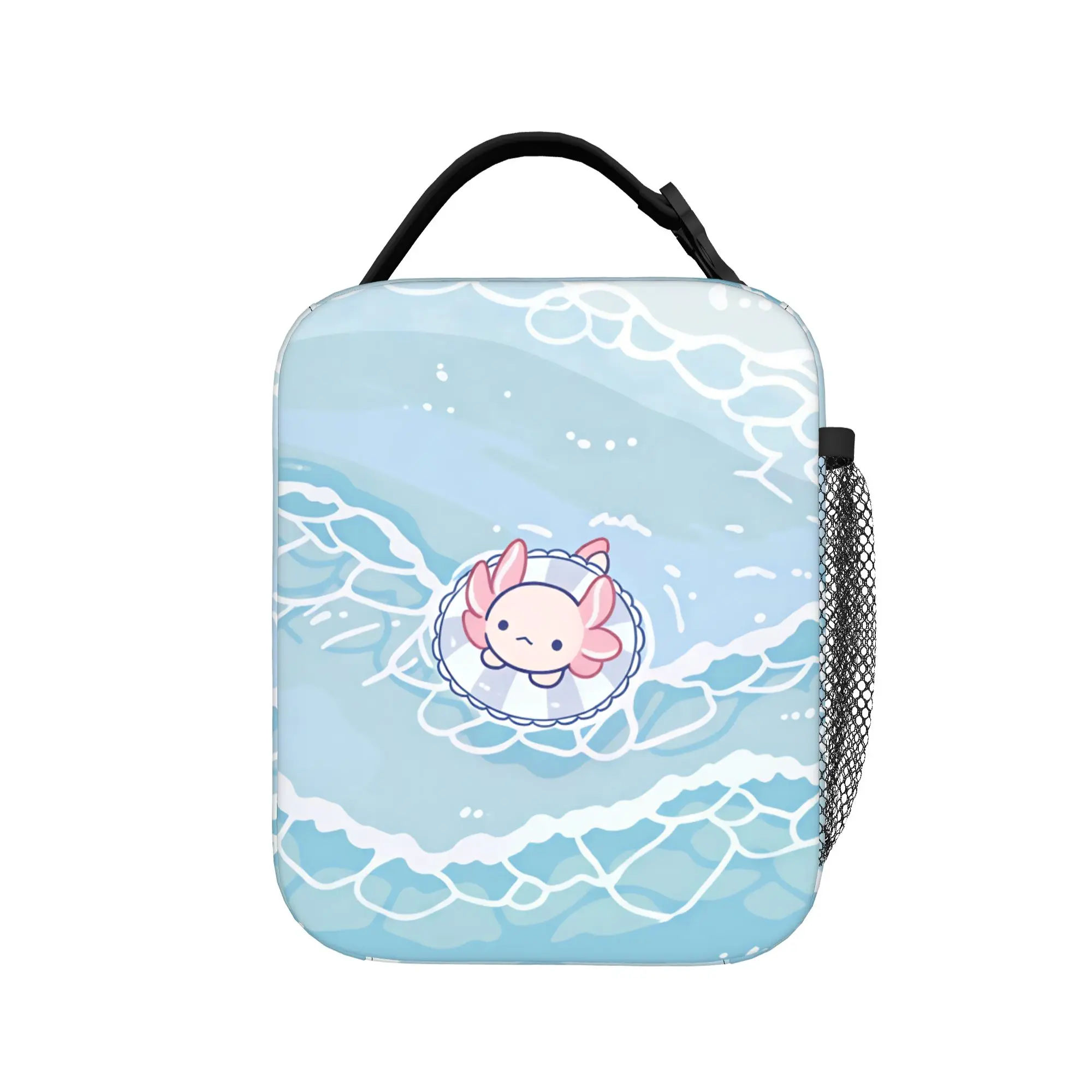 Swimmy Axolotls Lunch Bag  Travel Lunch Box For Unisex Fun Designer Thermal Tote Handbags Oxford Portable Insulated Cooler Bag - view 2