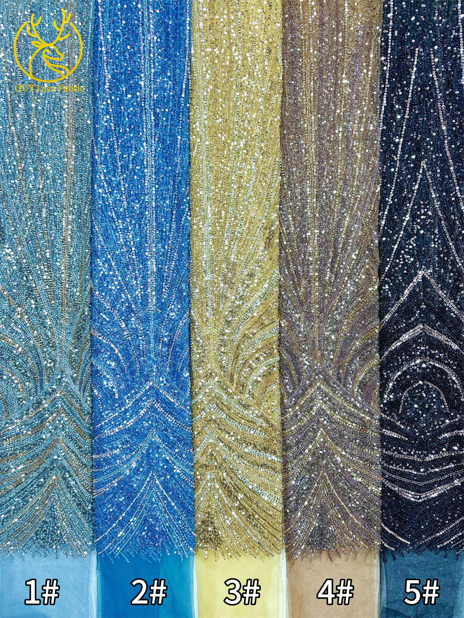 2026 Neues Design Luxuriöser Afrikanischer Perlen-Spitzenstoff 5 Yards Afrikanischer Pailletten-Spitzenstoff für Hochzeitskleider und Partykleider Nähmaterial – Detail 20