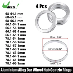 UXCELL 4pcs OD 78.1mm 68mm 66.1mm to ID 64.1mm 65.1mm 57.1mm Aluminum Alloy Car Auto Hub Centric Rings Wheel Bore Center Spacer