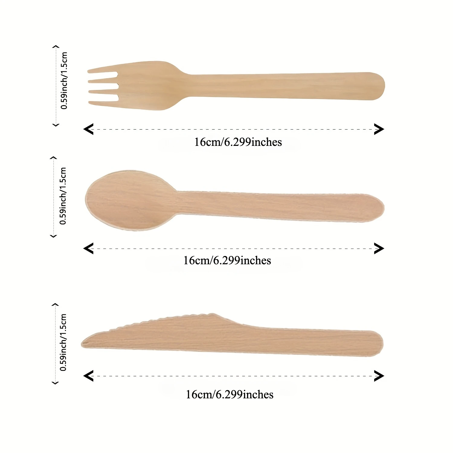 100pcs 16cm  Disposable Wooden Spoons/knives/forks Tableware, Instead Of Plastic Spoons Biodegradable, Disposable