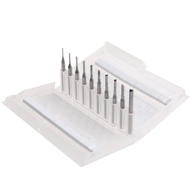 10 Uds 1/8 ''0,8-3.175mm brocas cortador grabado rotativo PCB juego fresas extremo
