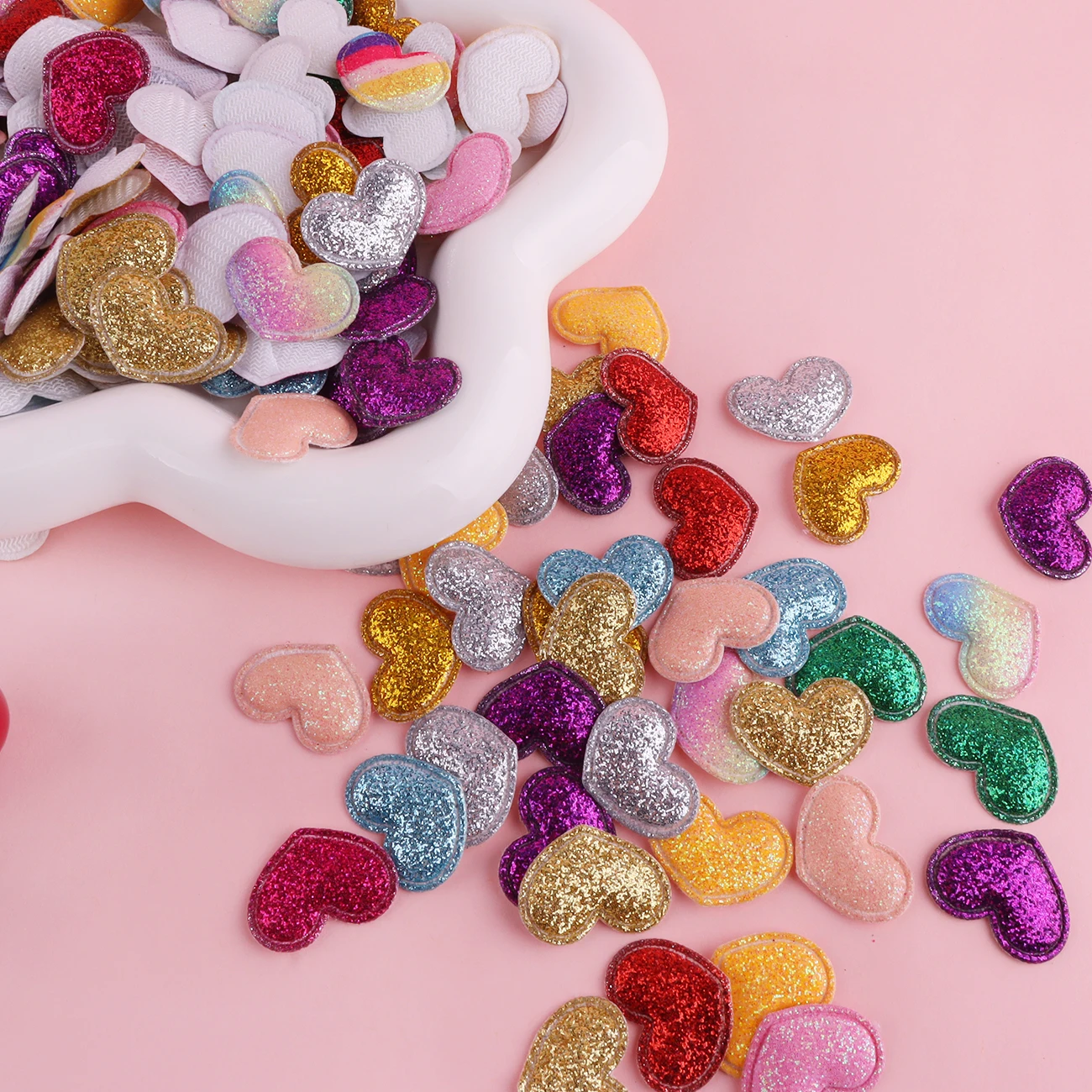 50 قطعة 22*20 مللي متر بلينغ القلب بريق زين مبطن بقع DIY بها بنفسك أغطية الرأس ديكور الملابس قبعة الحرف لوازم الخياطة