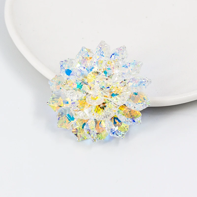 Colorful gradient glass crystal flower brooch