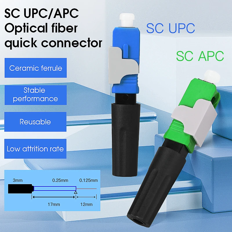 SC UPC/APC Single-Mode Fiber Optic Quick Connector FTTH Cold Connector Tool Field Assembly Adapter Optical Fiber Fast Connector