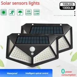 2/4/6PCS czterostronne 100LED solarna ścienna światło na czujnik ruchu podczerwieni ludzkie wykrywanie wodoodporne krajobraz zewnętrzny światło dziedzińca