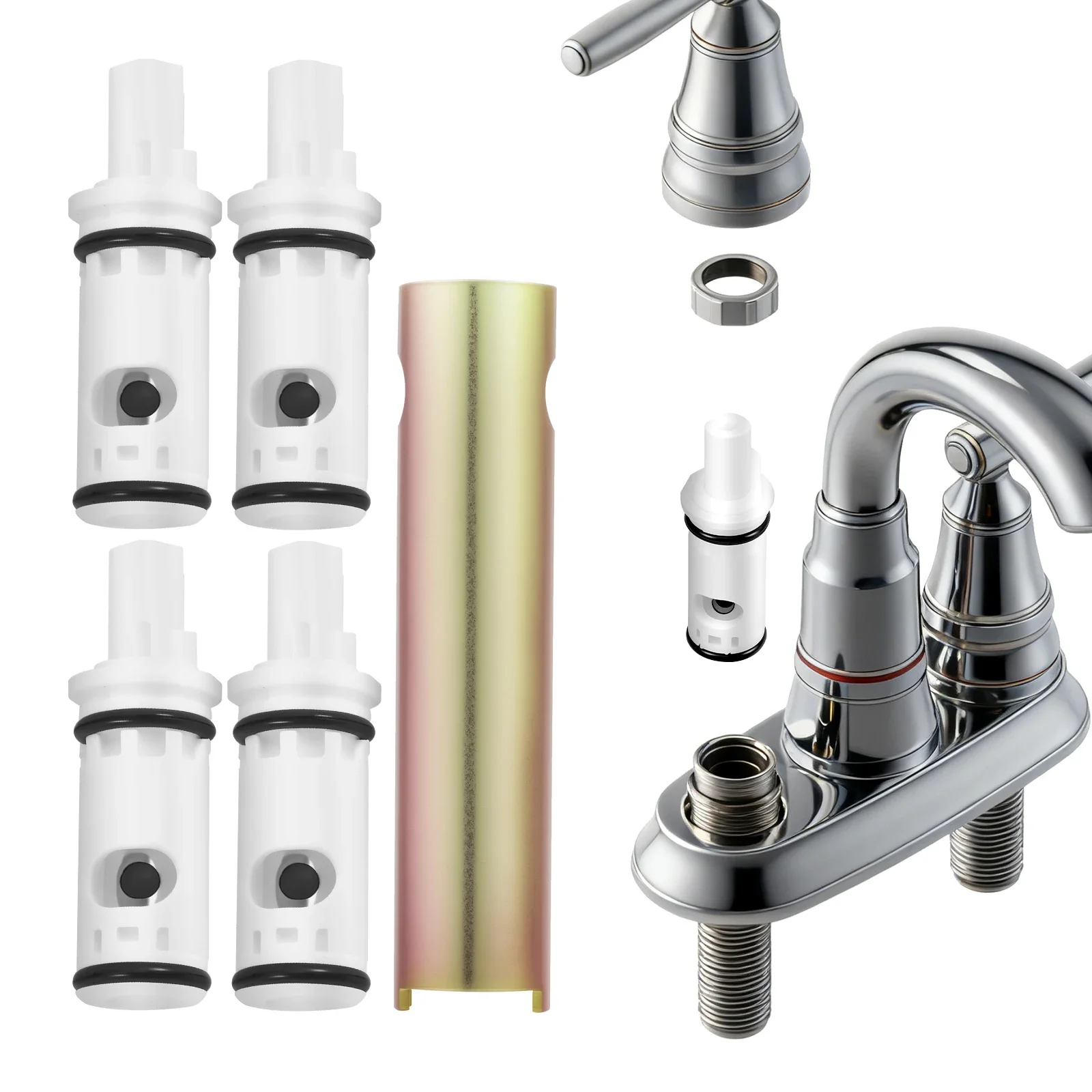 

1224 Faucet Cartridge Replacement Compatible with Moen Two Handle Faucets Replacement Kit For Most Double Handle Faucets and Tub