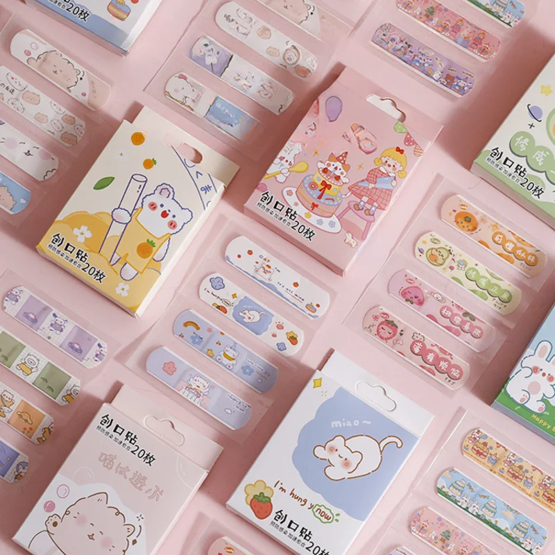 Pansements de Plaies Adhésifs Kawaii pour Enfant, Patch de Talon, Bandes de Premiers Secours, 20 Pièces/Boîte