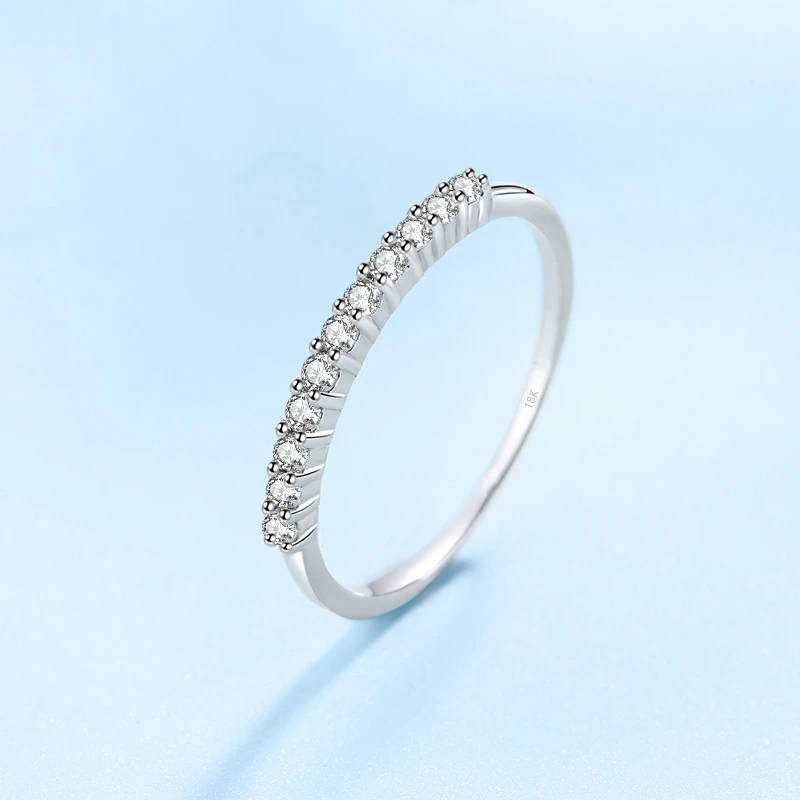Lady Fine Jewelry Daughter 18K White Gold Rings Women Wedding Band 0.16CT Moissanite Diamond Valentine's Day Girl Birthday Gift