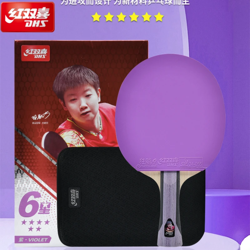 

DHS H6001 Professional Table Tennis Racket 6 Star Hurricane 9 and Hurricane 3 Rubbe Horizontal Grip Ping Pong Bat with Case
