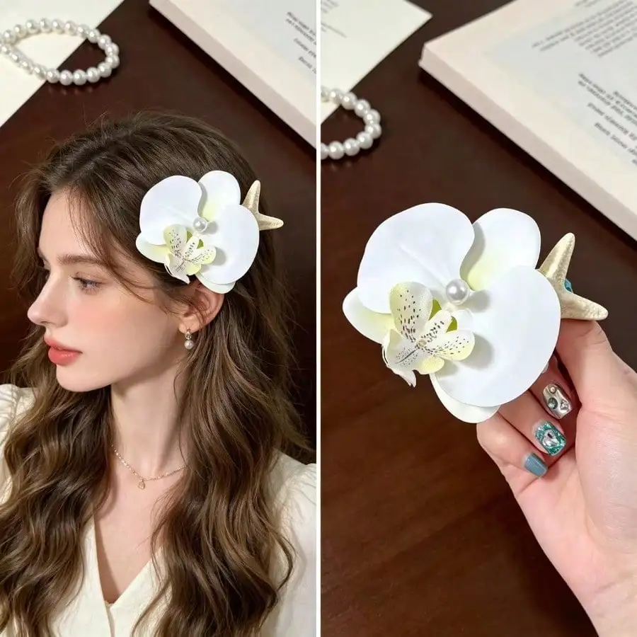 

Ocean Vacation Simulation Flower Hair Clips, Butterfly Conch Starfish Side Hair Pins, Summer Seaside Photo Styling Hair Accessories for Women Daily Beach Holiday
