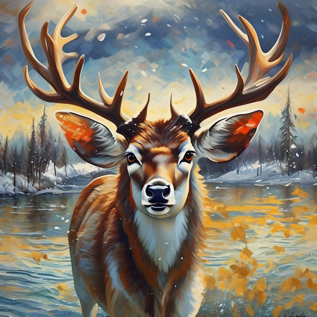 

412358 Grassland Animals Theme Oil Painting