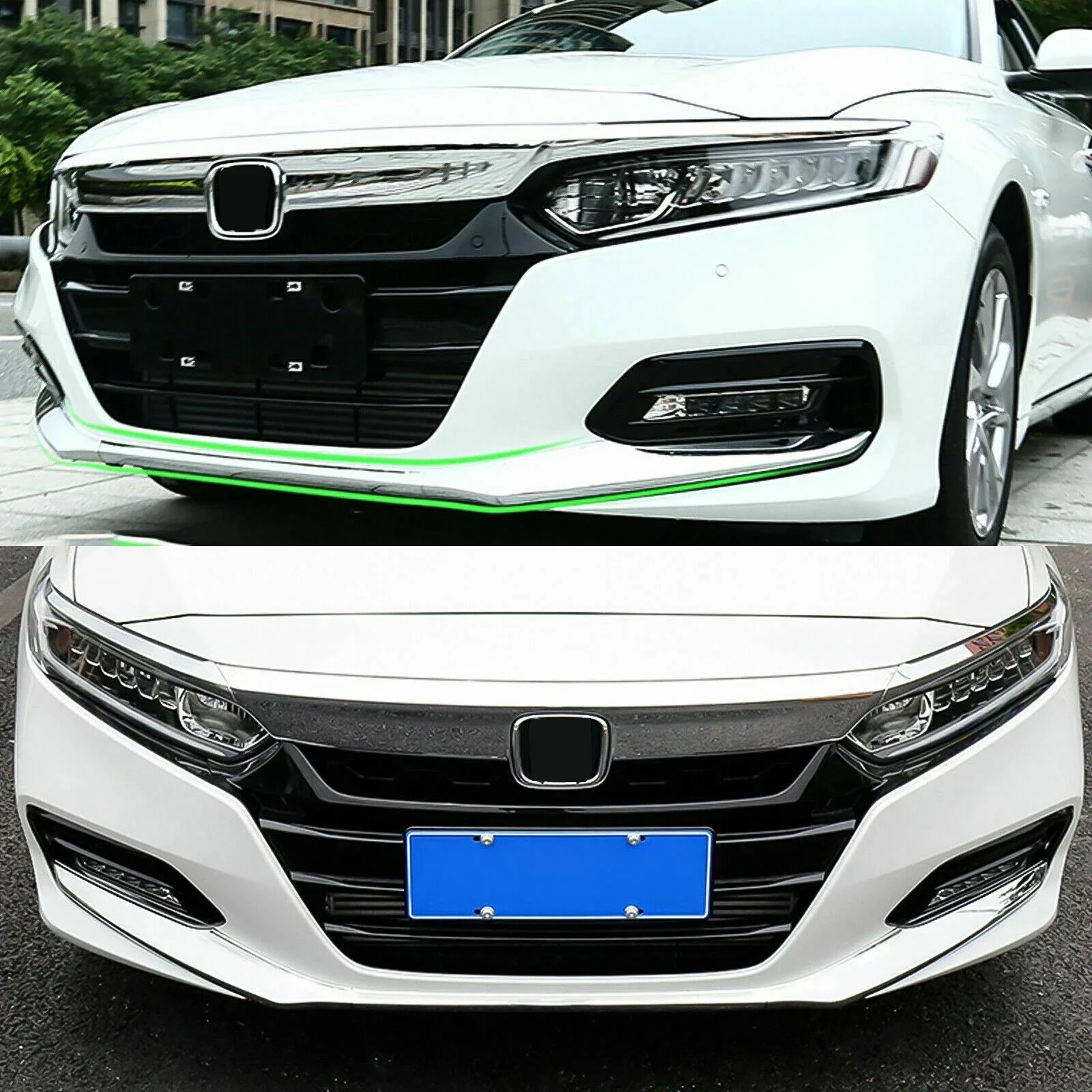 3pcs Chrome Silver Front Bumper Lip Cover Molding Trims Decoration For Honda Accord 2018 2019 2020 2021