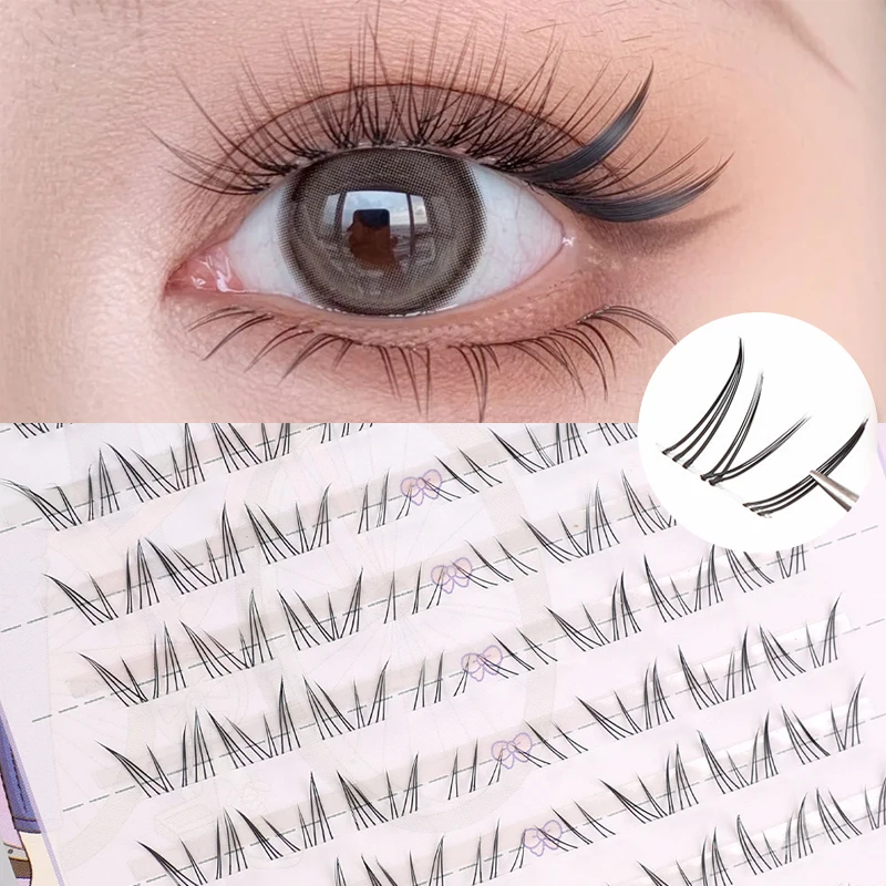 10 Reihen Luft untere Wimpern individuelle transparente Terrier Boden Wimpern natürliche Fälschung unter Wimpern Cluster tägliche Make-up-Tools