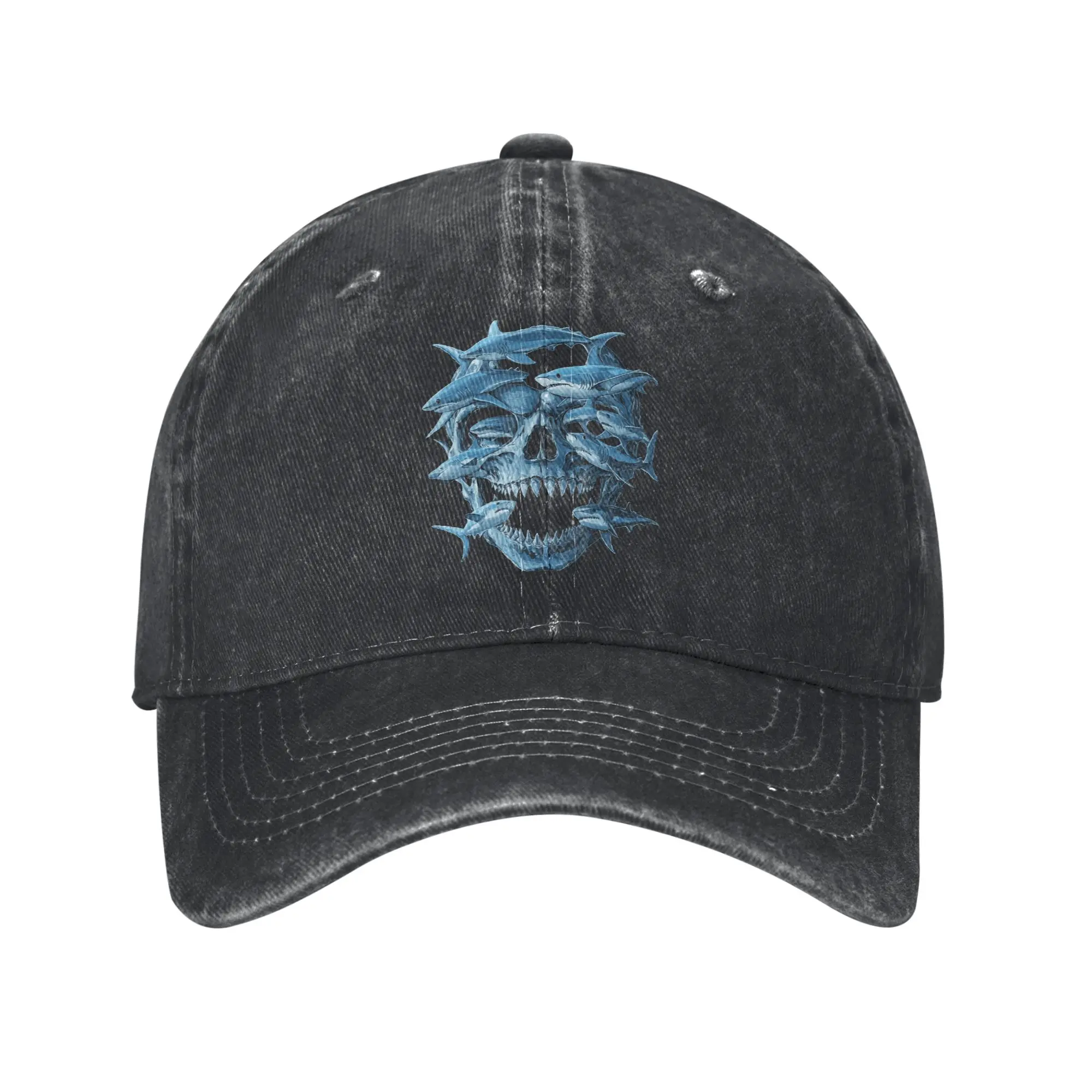 Washed Baseball Cap Zombie Shark Halloween Costume Spooky Trick Or Treat Summer Hip Hop Hats Running Hippie Sun Baseball Caps