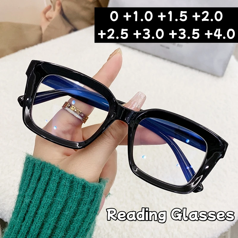 

2024 Vintage Square Presbyopia Glasses Oversized Frame Clear Lens Reading Glasses Computer Anti Blue Light Unisex Eyeglasses