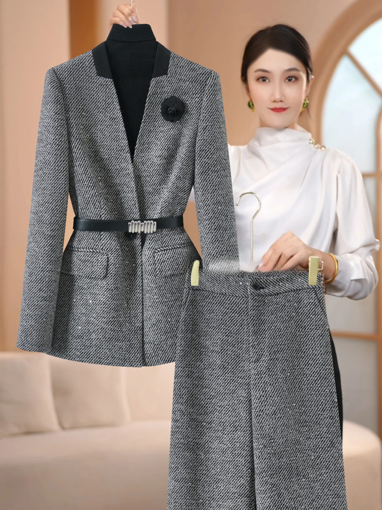 2022 herbst Winter Thiened Retro frauen Anzug Set Ele Agel Abnehmen Westlichen Sle Pendeln Göttin Look Zwei-Stück set