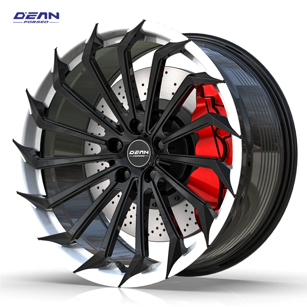 DEAN DB007  Black and white Rotating style custom forged wheels gloss black alloy wheel 15 to 26 inches car wheel 5X114.3 5X112